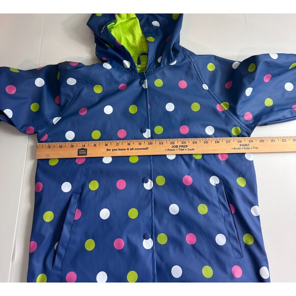 Foxfire for Kids Navy Blue Polka Dots Children’s Raincoat Size 10 - Picture 6 of 9